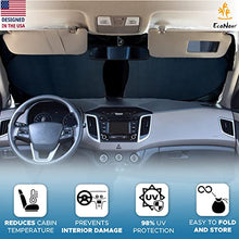 Load image into Gallery viewer, EcoNour Car Windshield Sun Shade with Storage Pouch | Durable 240T Material Car Sun Visor for UV Rays and Sun Heat Protection | Car Interior Accessories for Sun Heat | Classic (59 inches x 29 inches)