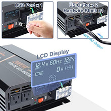 Load image into Gallery viewer, aeliussine Power Inverter 2000W Pure Sine Wave Inverter 12v DC to AC 120v Peak 4000 Watt Converter with LCD Display USB Charge Port for Car RV Boat Solar Power System.