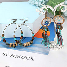 Load image into Gallery viewer, YADOCA 24 Pairs Bohemian Vintage Drop Dangle Earrings Set for Women Boho Hollow Leaf Earrings Cute Tiny Stud Earring National Style Alloy Long Dangle Earrings