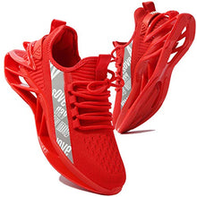 Load image into Gallery viewer, kokib Men's Walking Running Casual Shoes Mesh Athletic Sports Slip On Fashion Sneakers Lightweight Breathable All Red