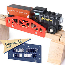 Load image into Gallery viewer, Bridge Bonanza! Deluxe Train Track Set (22 pcs.) - Includes 2 Rail Bridges, 2 Brick Bridges, 6 Ascending Tracks, 12 Risers Wooden Track Pieces - Compatible with Major Brands - Classic Hobby Toy