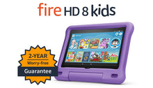 Load image into Gallery viewer, Fire HD 8 Kids tablet, 8" HD display, ages 3-7, 32 GB, includes a 1-year subscription to Amazon Kids+ content, Purple Kid-Proof Case, (2020 release)