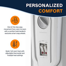 Load image into Gallery viewer, De'Longhi Comfort Temp Full Room Radiant Thermostat, 3 Heat Settings, Energy Saving, Safety Features, Nice for Home with Pets/Kids, 27" x 6.5" x 15.5", Light Gray