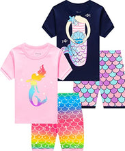 Load image into Gallery viewer, Summer Unicorn Pajamas for Girls Short Sleeve Mermaid Pjs Toddler Kids Clothes Cotton Sleepwear Size 6