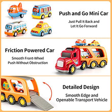 Load image into Gallery viewer, TEMI Toddler Carrier Truck Transport Vehicles Toys - 5 in 1 Toys for 3 4 5 6 7 Year Old Boys, Kids Toy Cars for Toddlers 1-3, Friction Power Set for Kids 3-9, Christmas for 3+