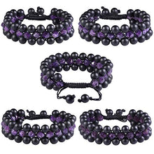 Load image into Gallery viewer, TUMBEELLUWA Amethyst 8mm Handcrafted Strand Crystal Stone Bracelet Adjustable Healing Reiki Polishing Quartz Beads Bracelet for Meditation Power Three-Layer