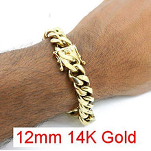 Load image into Gallery viewer, Men's Miami Cuban Bracelet - 8-18mm - Iced Out Men's Heavy Cuban Link - 14k 18k Yellow Or Rose Gold Over Stainless Steel - Never Changes Color (7.5, 18mm 18k Gold)