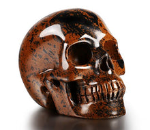 Load image into Gallery viewer, Skullis 2.0" Mahogany Obsidian Crystal Skull. Hand Carved Gemstone Fine Art Sculpture, Reiki Healing Stone Statue. (2.0)