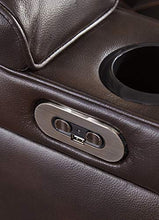 Load image into Gallery viewer, Signature Design by Ashley Warnerton Power Recliner Adjustable Headrest Chocolate