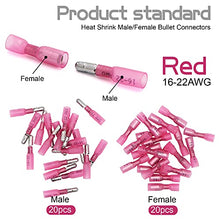 Load image into Gallery viewer, Ruikarhop 120PCS Heat Shrink Bullet Connectors Kit,Waterproof Electrical Female & Male Bullet Butt Terminals(12-10AWG,14-16AWG,18-22AWG)