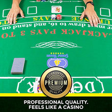 Load image into Gallery viewer, Tabletop Casino Felt Layout for Texas Holdem Poker and Blackjack - Premium Professional Grade Blackjack and Poker Mat for, Theme Party, Poker Night, Fundraisers & Gatherings