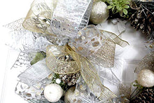 Load image into Gallery viewer, Premium Decor Holiday Door Christmas Wreath, silver gold white Home Decorations, Handcrafted Decorations for Christmas, Winter Holidays