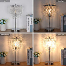 Load image into Gallery viewer, Touch Control Crystal Table Lamp with Dual USB Charging Ports, 3-Way Dimmable Bedside Touch Lamp Decorative Nightstand Lamp with Elegant Lamp Shade for Living Room Bedroom, B11 6W LED Bulb Included