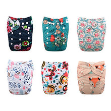 Load image into Gallery viewer, babygoal Reusable Cloth Diapers for Girls, Adjustable Washable Nappy 6pcs+ 6pcs Microfiber Inserts+One Wet Bag 6YDG08