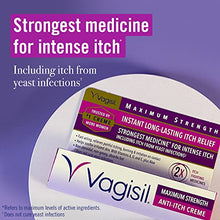Load image into Gallery viewer, Vagisil Maximum Strength Feminine Anti-Itch Cream with Benzocaine for Women, Helps Relieve Yeast Infection Irritation, Gynecologist Tested, Fast-acting, Soothes and Cools Skin, 1 oz