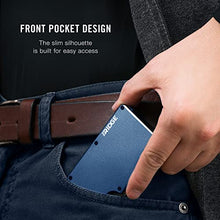Load image into Gallery viewer, The Ridge Minimalist Slim Wallet For Men - RFID Blocking Front Pocket Credit Card Holder - Aluminum Metal Small Mens Wallets with Cash Strap (Navy)