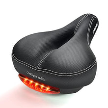 Load image into Gallery viewer, DAWAY Comfortable Men Women Bike Seat C99 Memory Foam Padded Leather Wide Bicycle Saddle Cushion with Taillight, Waterproof, Dual Spring Designed, Soft, Breathable, Fit Most Bikes, 1 Year Warranty