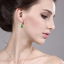 Load image into Gallery viewer, Gem Stone King 2.28 Ct Green Simulated Emerald Simulated Tsavorite 14K Yellow Gold Earrings