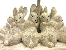 Load image into Gallery viewer, Creative Co-op Whitewashed Rabbit Table Lamp with Sand-Colored Linen Shade, 14" L x 5.5" W x 13" H