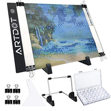 Load image into Gallery viewer, ARTDOT A4 LED Light Pad for Diamond Painting, USB Powered Light Board Kit, Adjustable Brightness with Detachable Stand and Clips