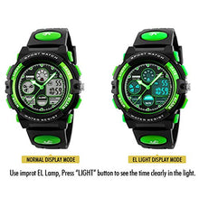 Load image into Gallery viewer, Kid's Digital Watch LED Outdoor Sports 50M Waterproof Watches Boys Children's Analog Quartz Wristwatch with Alarm - Green