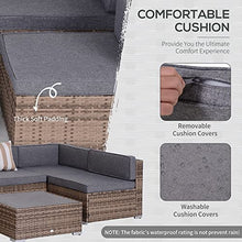 Load image into Gallery viewer, Outsunny 7-Piece Outdoor Rattan Sofa Set Wicker Patio Sectional Sets, Conversation Furniture Set with Cushions & Slat Plastic Wood Table, Grey