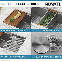 Load image into Gallery viewer, Ruvati 33-inch Workstation 60/40 Double Bowl Undermount 16 Gauge Stainless Steel Ledge Kitchen Sink - RVH8356