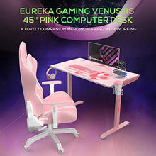 Load image into Gallery viewer, EUREKA ERGONOMIC I1-S Pink Gaming Desk, 43.3" Small Home Office PC Gaming Computer Desk, T-Shaped Writing Study Tables Popular Gift for Girlfriend Female E-Sports Lover