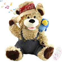 Load image into Gallery viewer, Houwsbaby Singing Teddy Bear Cowboy Stuffed Animal Gift for Kids Boys Girls Electronic Interactive Toy with Plush Pal Friend Blue Bird on His Shoulder Easter Valentine's Day Christmas Birthday, 12''