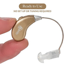 Load image into Gallery viewer, Digital Hearing Amplifiers - Rechargeable BTE Personal Sound Amplifier Pair with USB Dock - Premium Gold Behind The Ear Sound Amplification - by MEDca