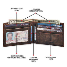 Load image into Gallery viewer, Real Leather Mens Bifold Wallet RFID Blocking Slim Minimalist Front Pocket - Thin & Stylish with ID Window (Crazy Horse, Cognac)