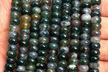 Load image into Gallery viewer, TOMOHO- 8x5MM Genuine Natural Green Moss Agate Beads Grade Rondelle Loose Beads 7"- Jewelry for Making DIY Beads, Bracelets, Necklaces.