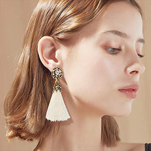 Load image into Gallery viewer, Udalyn 9 Pairs Tassel Earrings Bohemian Silky Thread Fan Fringe Tassel Earrings Set Fashion Colorful Handmade Dangle Hook Eardrop For Women Jewelry Gift