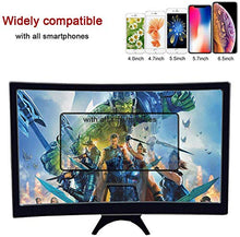 Load image into Gallery viewer, Emoly 12'' 3D Curve Screen Magnifier for Cell Phone, HD Amplifier Projector for Movies, Videos, and Gaming Foldable Phone Stand with Screen Amplifier for iPhone,All Smartphones (Black, 12 inch)