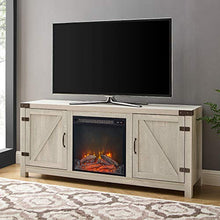 Load image into Gallery viewer, Walker Edison Georgetown Modern Farmhouse Double Barn Door Fireplace TV Stand for TVs up to 65 Inches, 58 Inch, Stone Grey