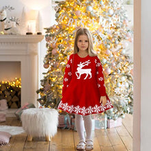 Load image into Gallery viewer, Zanie Kids Toddler Christmas Dress Little Girls’ Sweater Dresses Xmas Long Sleeve Ribbed Knit Party Dress, Red, 7-8 Years