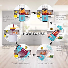 Load image into Gallery viewer, Portable Blender, Olivivi 2020 Multifunctional Personal Blender Mini Smoothie Blender 6 Powerful Blades, 4000mAh Rechargeable USB Juicer Cup Bottle with strainer Cleaning Brush for Travel BPA Free Blue