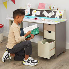 Load image into Gallery viewer, Little Tikes 2-in-1 Chalkboard Wood Desk with Storage, Charging Station and Magnetic Chalkboard- Kids Furniture for Children Boys and Girls Ages 4+ Years to Study, Read and Play
