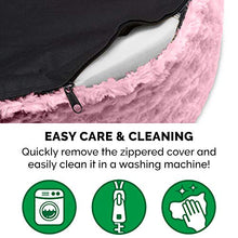 Load image into Gallery viewer, Furhaven Pet Bed for Dogs and Cats - Ultra Plush Curly Fur Oval Cuddler Dog Bed with Removable Washable Cover and Pillow Cushion, Pink, Small