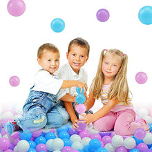 Load image into Gallery viewer, Lightaling 100pcs White & Purple Ocean Balls & Pit Balls Soft Plastic Phthalate & BPA Free Crush Proof - Reusable and Durable Storage Mesh Bag with Zipper