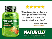 Load image into Gallery viewer, NATURELO Glucosamine Chondroitin MSM with Boswellia, Organic Vitamin C - Best Supplement for Joint Comfort, Mobility, and Strength - 120 Capsules