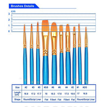 Load image into Gallery viewer, BOSOBO Paint Brushes Set, 2 Pack 20 Pcs Round Pointed Tip Paintbrushes Nylon Hair Artist Acrylic Paint Brushes for Acrylic Oil Watercolor, Face Nail Art, Miniature Detailing and Rock Painting, Blue