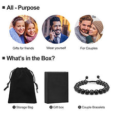 Load image into Gallery viewer, M MOOHAM Lava Rock Bracelet - 8mm Lava Rock Bead Black Matte Agate Stone Anxiety Bracelet, Men Women Stress Relief Yoga Beads Adjustable Aromatherapy Essential Oil Diffuser Healing Bracelets