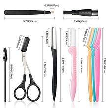 Load image into Gallery viewer, 14 in 1 Eyebrow Razor Kit, Professional Dermaplane Face Razor for Women, Eyebrow Trimmer for Hair & Peach Fuzz Remover, Face Shavers for Women with Eyebrow Tweezers/Scissors/Clipper/Spoolie Brush