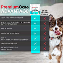 Load image into Gallery viewer, PREMIUM CARE Calming Treats for Dogs - Made in USA - Helps with Dog Anxiety, Separation, Barking, Stress Relief, Thunderstorms and More - Natural Calming Relaxer for Aggressive Behavior - 120 Chews