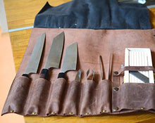 Load image into Gallery viewer, Lightweight premium Leather Chef Knife Bag/Chef Knife Roll 8 Pockets Tan Leather