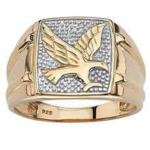 Load image into Gallery viewer, Men's 18K Yellow Gold over Sterling Silver Genuine Diamond Accent Two Tone Eagle Ring Size 8