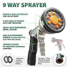 Load image into Gallery viewer, Garden Hose Expandable Set 100ft - Superior Strength 3750D / 4-Layers Latex/Extra-Strong Brass Connectors / 10-Way Durable Zinc Water Spray Nozzle, 2-Way Pocket Flexible Splitter (100 feet)