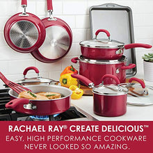 Load image into Gallery viewer, Rachael Ray Create Delicious Nonstick Cookware Pots and Pans Set, 13 Piece, Red Shimmer