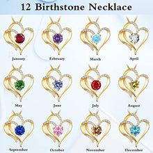 Load image into Gallery viewer, RIVIKO Love Heart Necklace For Women 925 Sterling Silver Gold Plated Zirconia August Birthstone Pendant Necklaces for Mother Wife Girls Sister Birthday Christmas Valentine's Day Mothers Day Jewelry Gift with Box